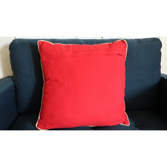 Red Velvet Gold Beaded Winter Wonderland Embroidered Christmas Pillow Snowflake - Picture 3 of 6